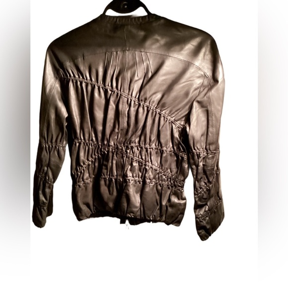 Sylvie Schimmel Unlined Stretch Trendy Scrunchie Black Leather Stylish Jacket S - Picture 2 of 4